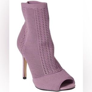 Catherine Malandrino Purple Knitty Open Toe Stiletto Heel Knit Bootie